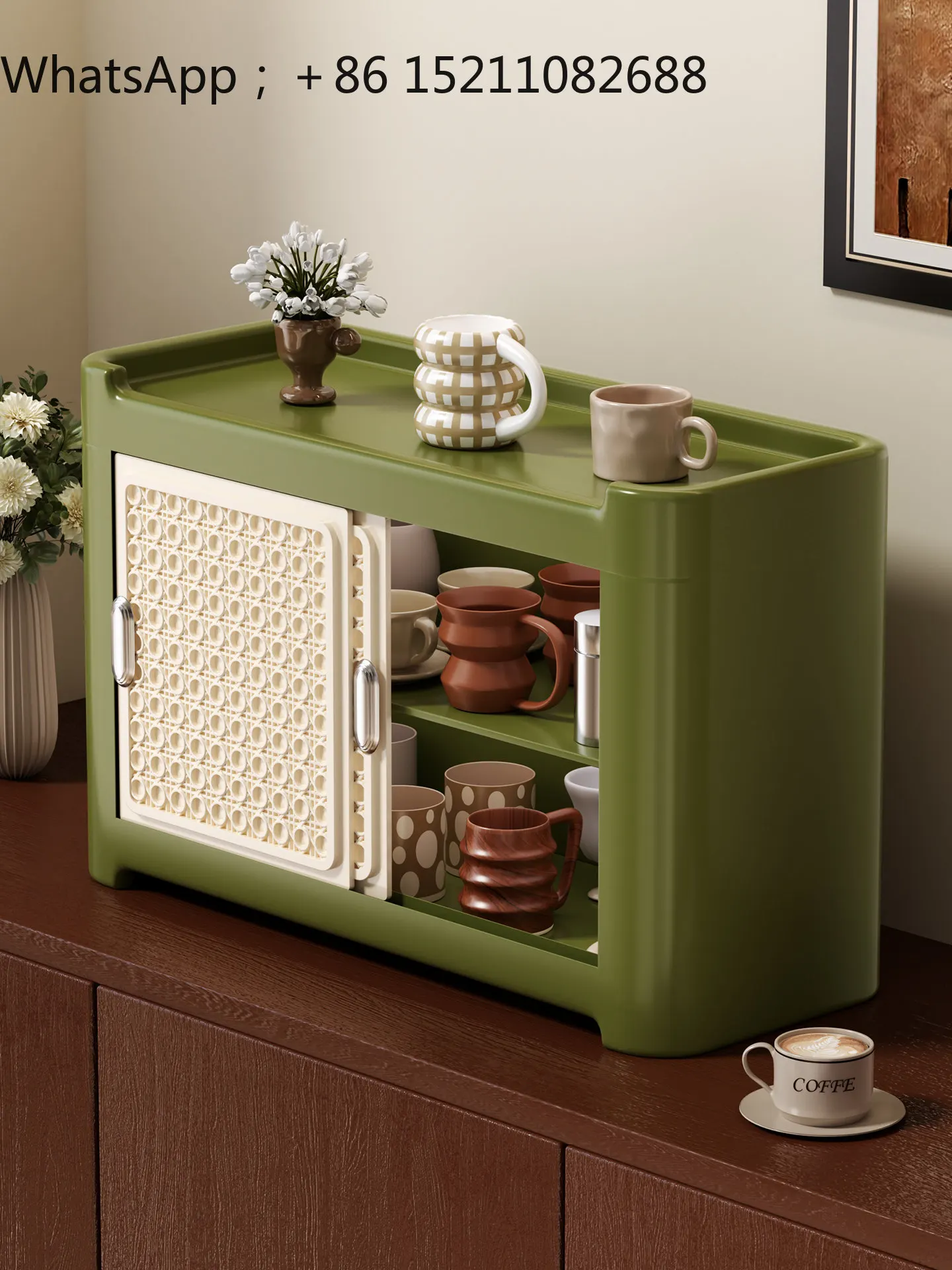 LLY Cup Storage Rack with a Sophisticated Light Luxury Coffee Cup Storage Cabinet, Dustproof Tea Cup Storage Box