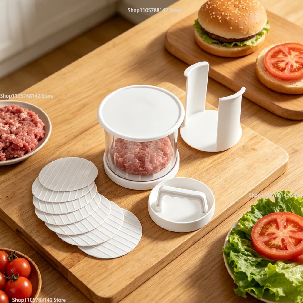 Multi-Layer Burger Patty Maker with Storage Container,Non-Stick Beef Press Mold Freezable Hamburger Patty Box for BBQ Camping