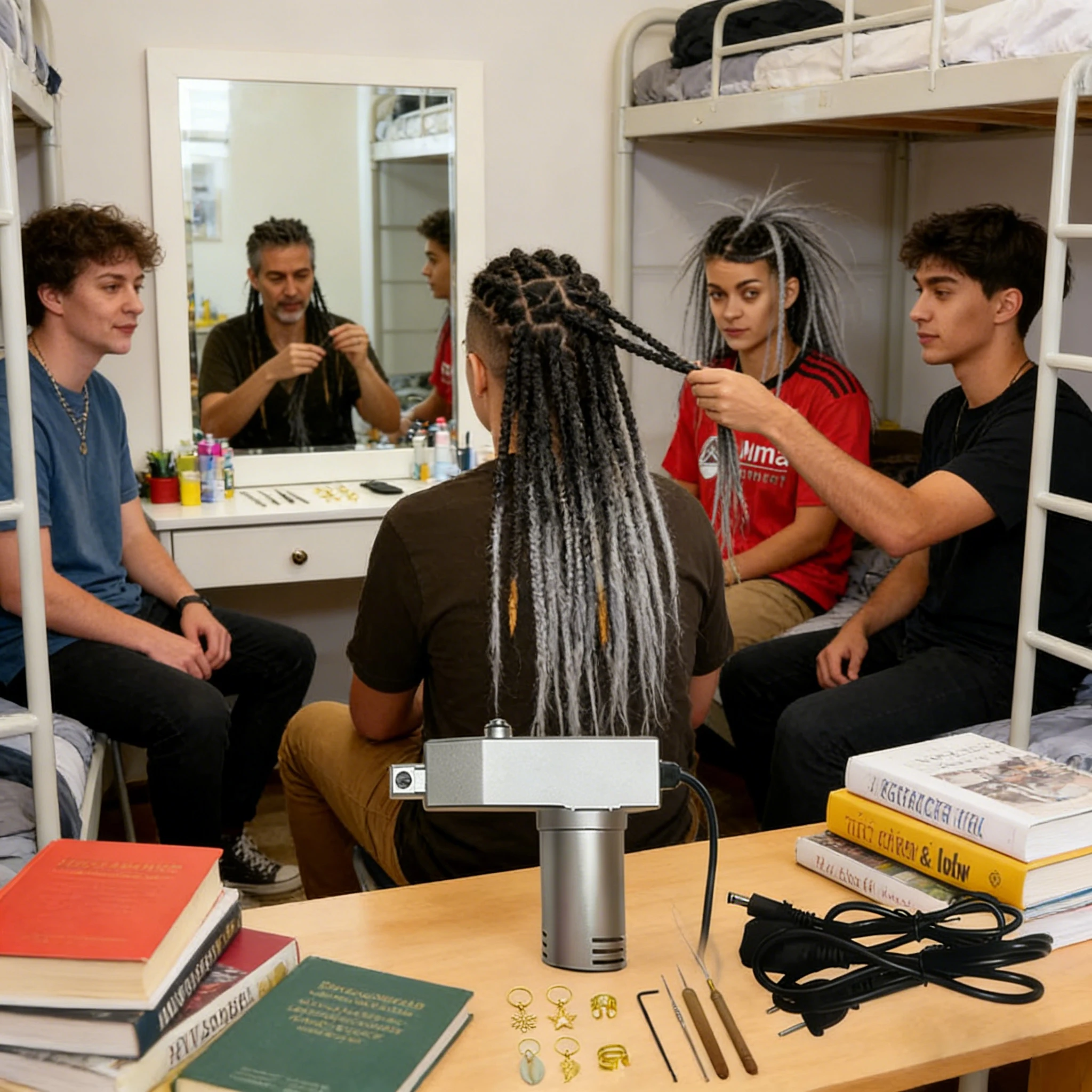 

Automatic Silver Dreadlocks Maker - 96W 7-Speed Adjustable Portable Crochet Machine For Quick DIY Hair Braiding