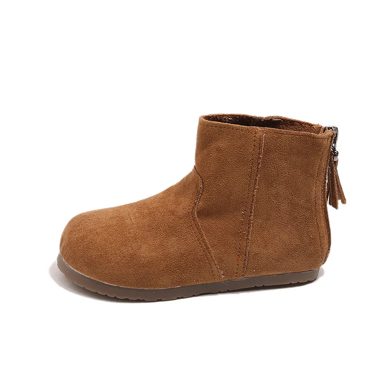 الفتيات أحذية الموضة الخريف الشتاء جديد للأطفال الرجعية الصغار بولي PU جلد الغزال لينة سوليد أحذية أطفال الشقق حجم 23-34