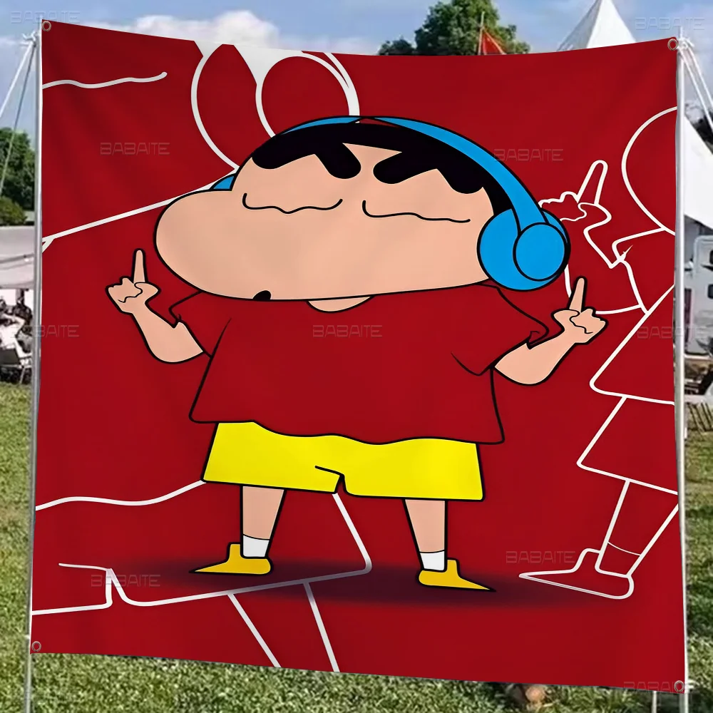 C-Crayon S-Shin-chan DIY Flag For Family Group Photo Living Room Home Dorm Decor Wall Art Decor Banner