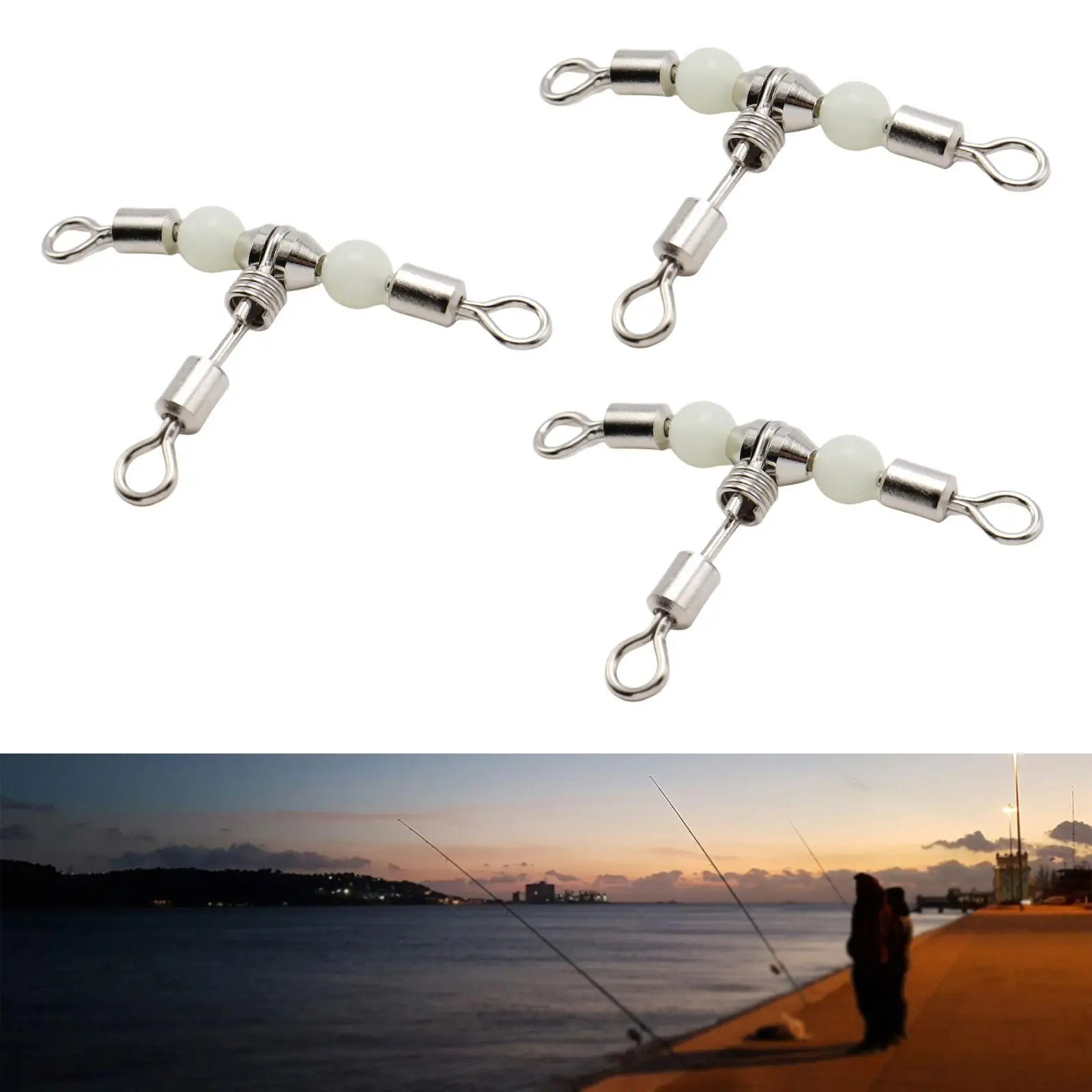 

3Pcs Fishing Connector for Freshwater Saltwater Heavy Duty 3 Way Swivels