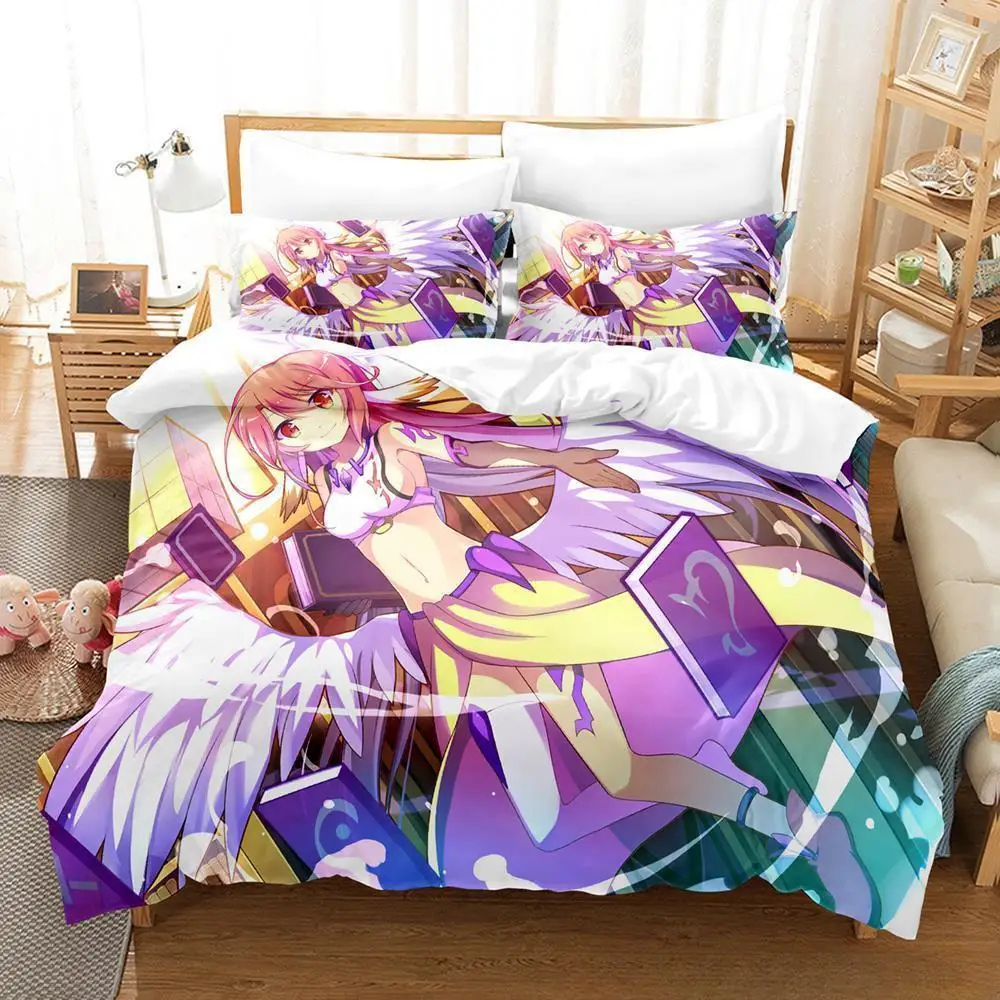 Home Textiles No Game No Life Bedding Set Cartoon Anime three-piece Set Adult Kid Bedroom Duvet Cover Sets 3D Print Kawaii Girls