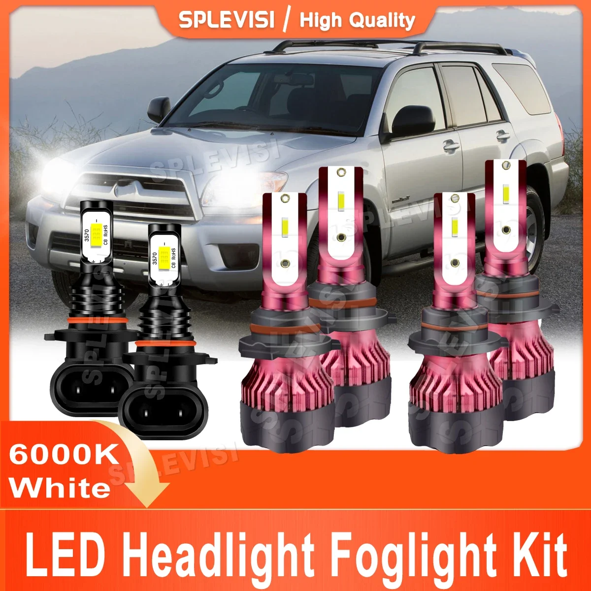 

Led Car Light Pure White Headlight High Beam 9005 Low Beam 9006 Foglamp 9006 Combo Fit For Toyota 4Runner 2003 2004 2005 12V 24V