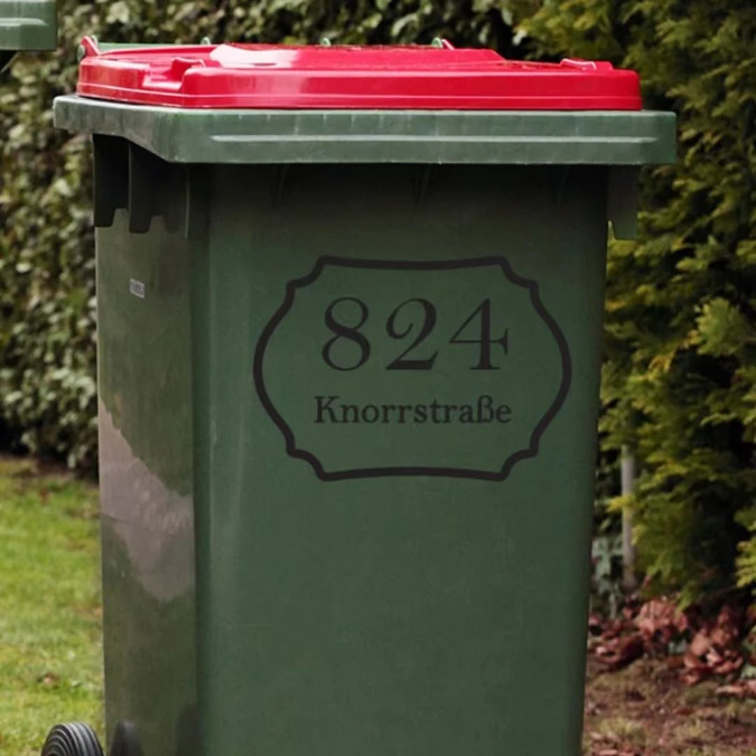 4Pcs Wheelie Bin Number Stickers Vinyl Trash Garbage Can Stickers Custom House Street Name Address