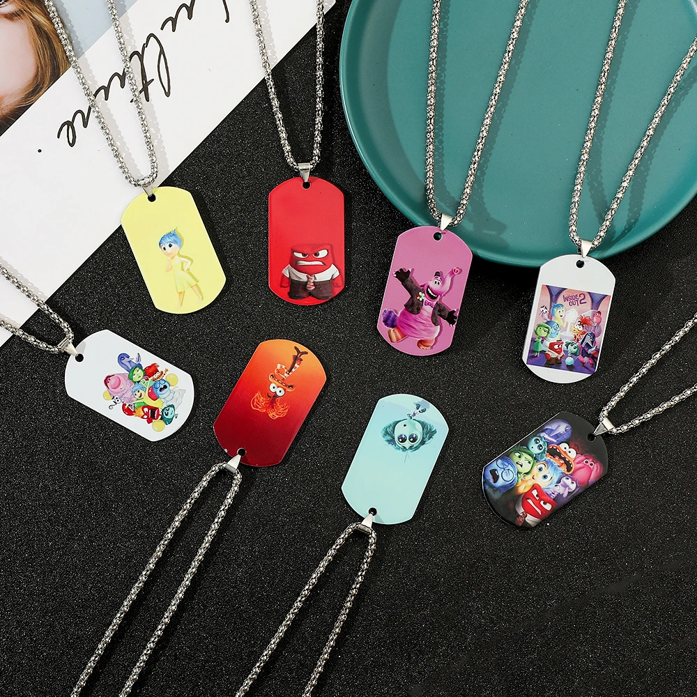 Disney Cartoon Animation Inside Out Creative Hang Tag Necklace Fashion Personalized Necklace Gift Suitable for Men and Women