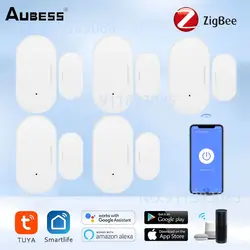 Sensor de puerta inteligente Tuya ZigBee, detectores abiertos y cerrados con WiFi, alarma SmartLife, funciona con Google Home y Alexa