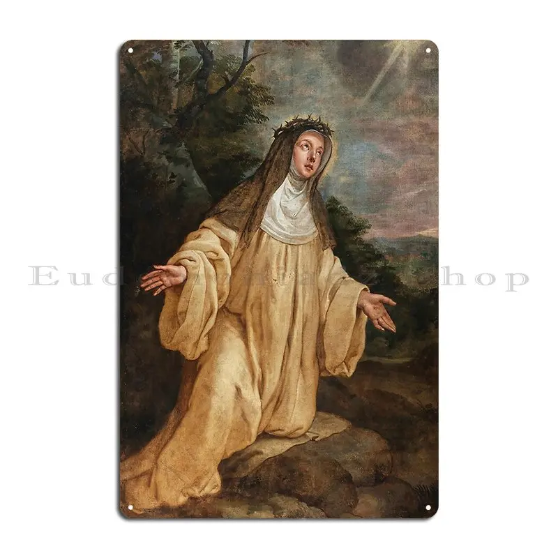 Saint Catherine Of Siena Gaspar De Crayer 1655 Renaissance Christian Art Metal Sign Living Room Garage Printed Tin Sign Poster