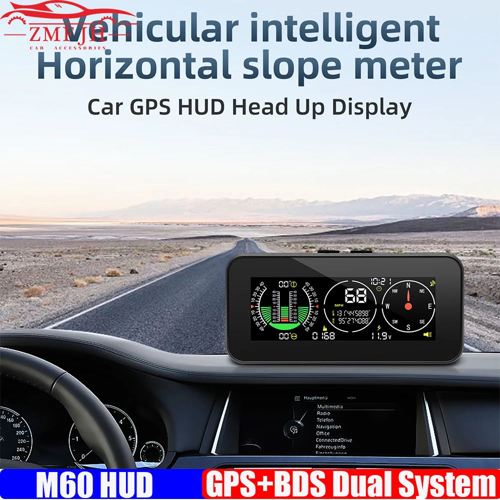 

M60 HUD Digital Speed Slope Meter Inclinometer With GPS Speedometer Compass For Off Road Accessories 4x4 On-board Computer Car