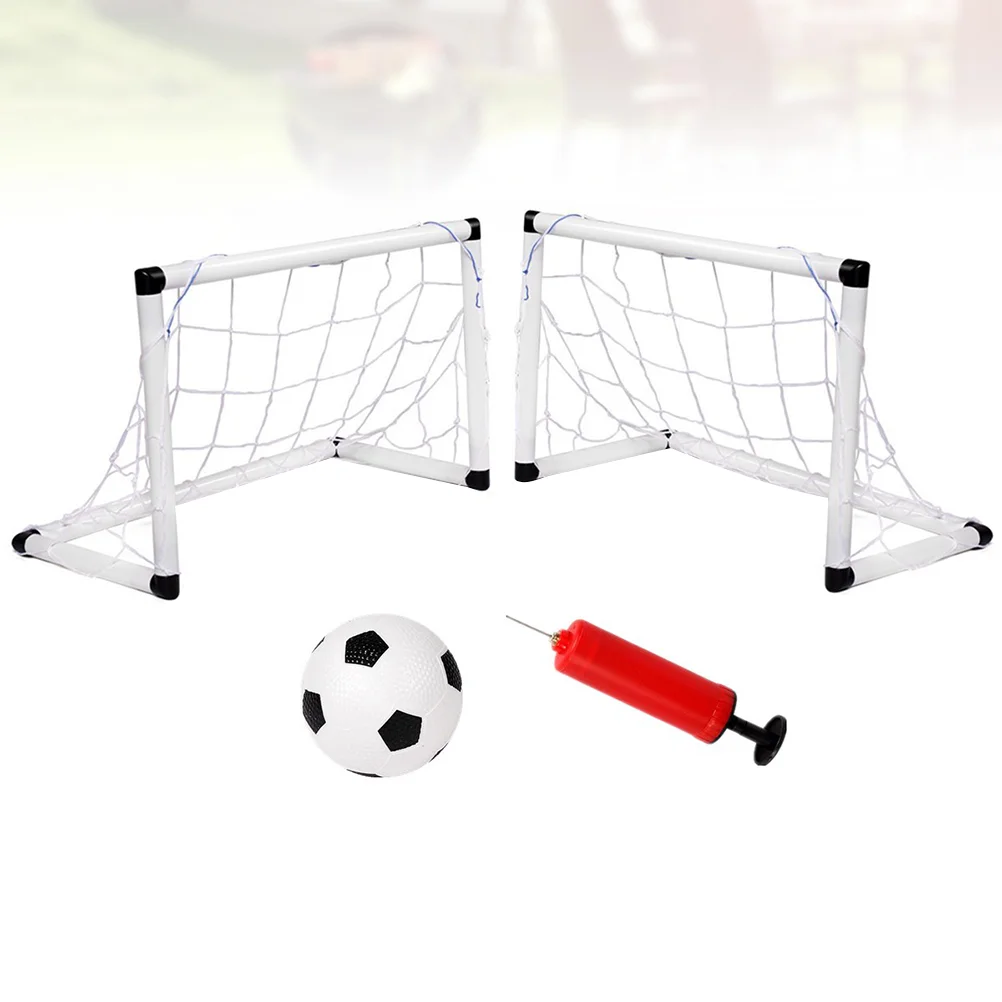 1 Set Portable Inflatable Football Training Set Outdoor Soccer Sports Toy White Black (2Pcs Football Doors, 1Pc Football, 1Pc In