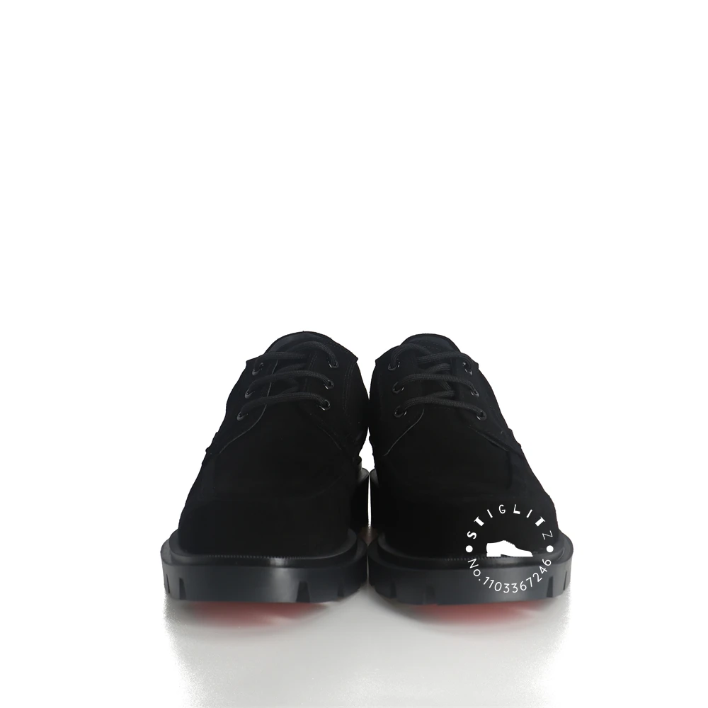 Black Suede Men's Dress Shoes Designer Style Luxury Lace Up Shoes Black Red Genuine Leather Shoes Designer Wedding Shoes for Men