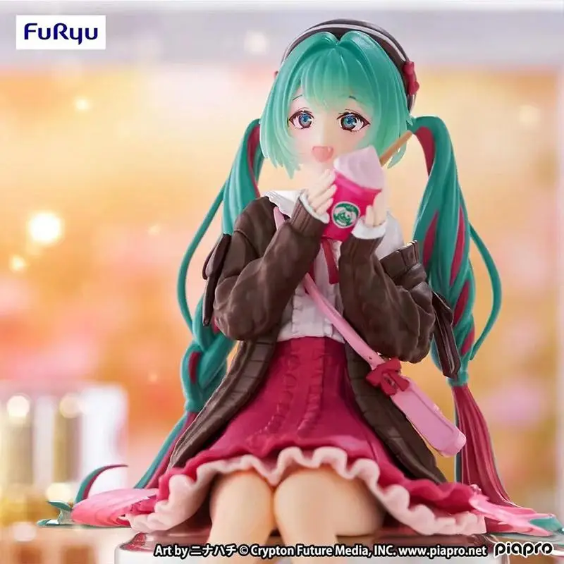 Felyu original hatsune miku outono data rosa macarrão rolha anime figura de ação brinquedos para meninos meninas crianças presentes aniversário