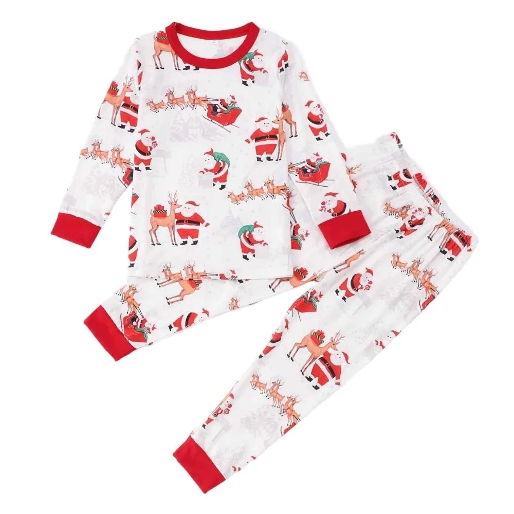 

Cartoon Christmas Family Matching Outfits Parent-child Santa Claus Adult Kids Loungewear Elk Sled Skiing Xmas Sleepwear Winter