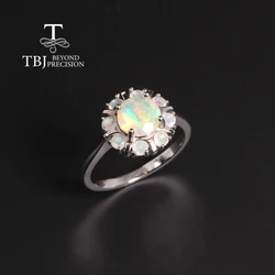 Gorgeous flower shapes designed Natural Opal Gemstone Ring S925 Silver Elegant Noble Gems fine jewelry gift for women girl