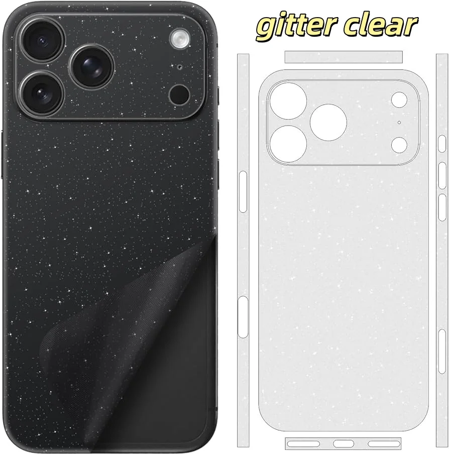 

OSCAR Glitter Sparkle Skin Sticker for IPhone 17 Air 16 15 14 13 Pro Max Plus 16Pro Back Protector Cover Change Color Sticker