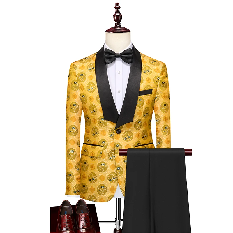 

Ele Embroidered Tailored Suit Set for Men Performance Host Evening Gown Two-Piece Set Annual Conference Banquet Dr Code