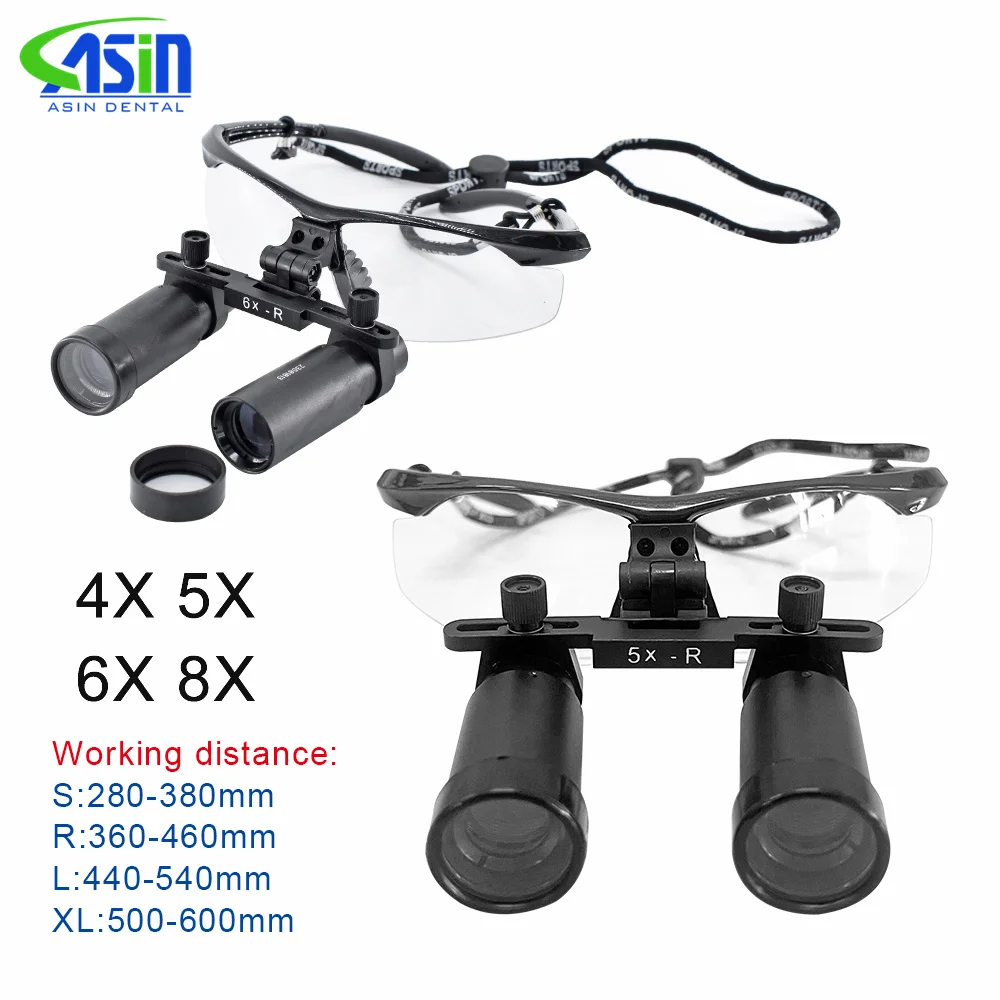 4X 5X 6X 8X High Magnification Dental Instruments Dental Loupes with 280-600mm optional working distance