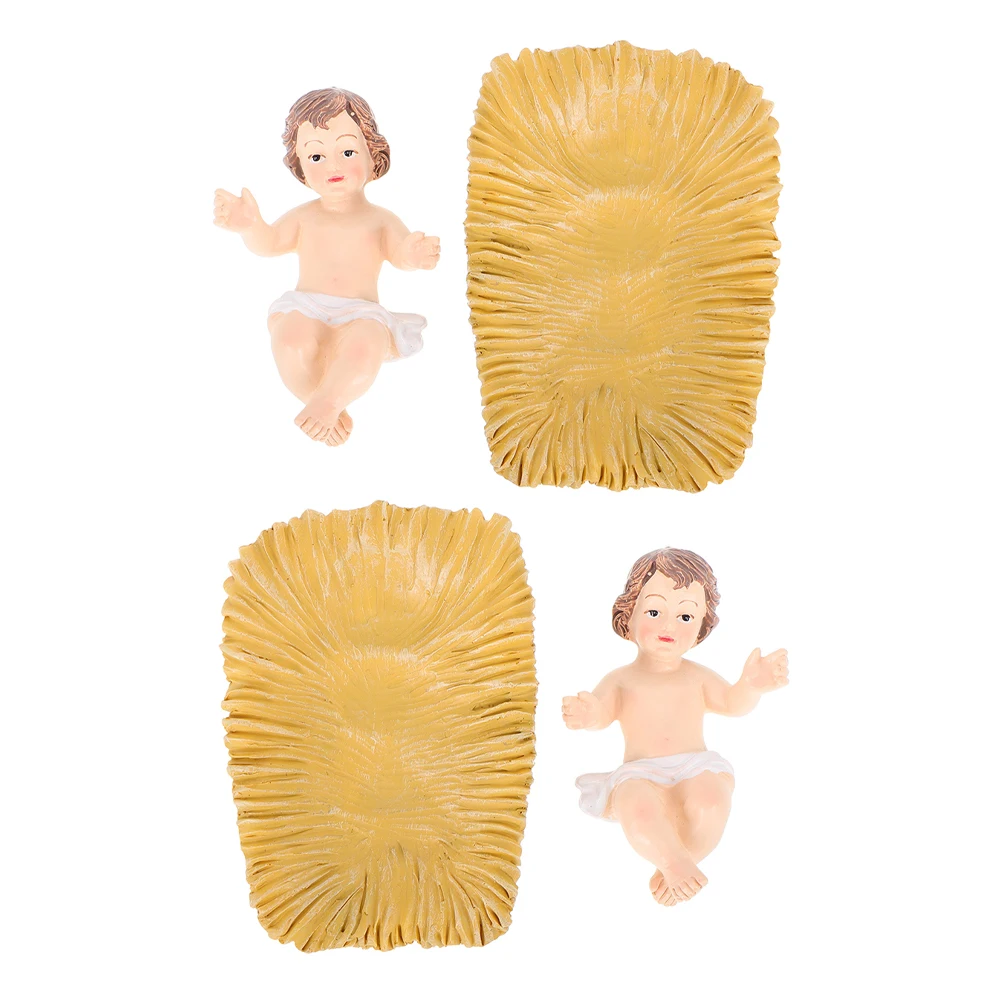 

2Pcs Miniature Jesus Statue: Fine Detail Resin Craft - Faith Inspired Christmas Decor for Mantel Desktop Or Collection