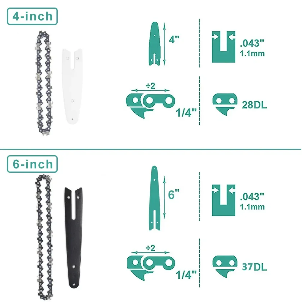 Electric ChainSaws Chains Guide Plate Mini Steel Chainsaw Chain Garden Tools Accessory Blade Replacement Set 4 inch 6 Inch