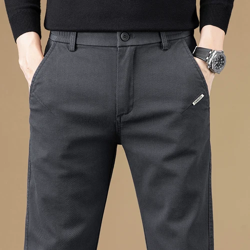Imagen 2 del producto Otoño Invierno tela de algodón de alta calidad pantalones casuales hombres Slim Fit gris negro Corea trabajo clásico Cargo marca pantalones masculino 28-38