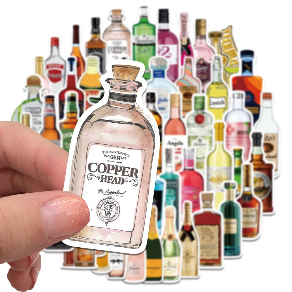 10/30/50Pcs Wine Bottle Waterproof Graffiti Sticker Aesthetic Decorative Luggage Laptop Cup Phone Diary Scrapbook Kids Stickers