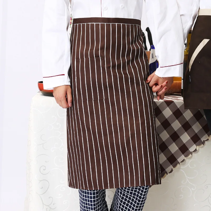 Catering Uniform Half-length Adult Apron Striped Hotel Restaurant  Kitchen Chef Cooking Apron Bakery Cafe Waiter Apron