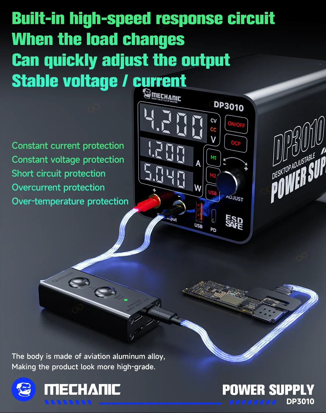 MECHANIC DP3010 300 Вт мини-интеллектуальный регулируемый источник питания в один клик для мобильного ремонта, тестирование батареи материнской платы