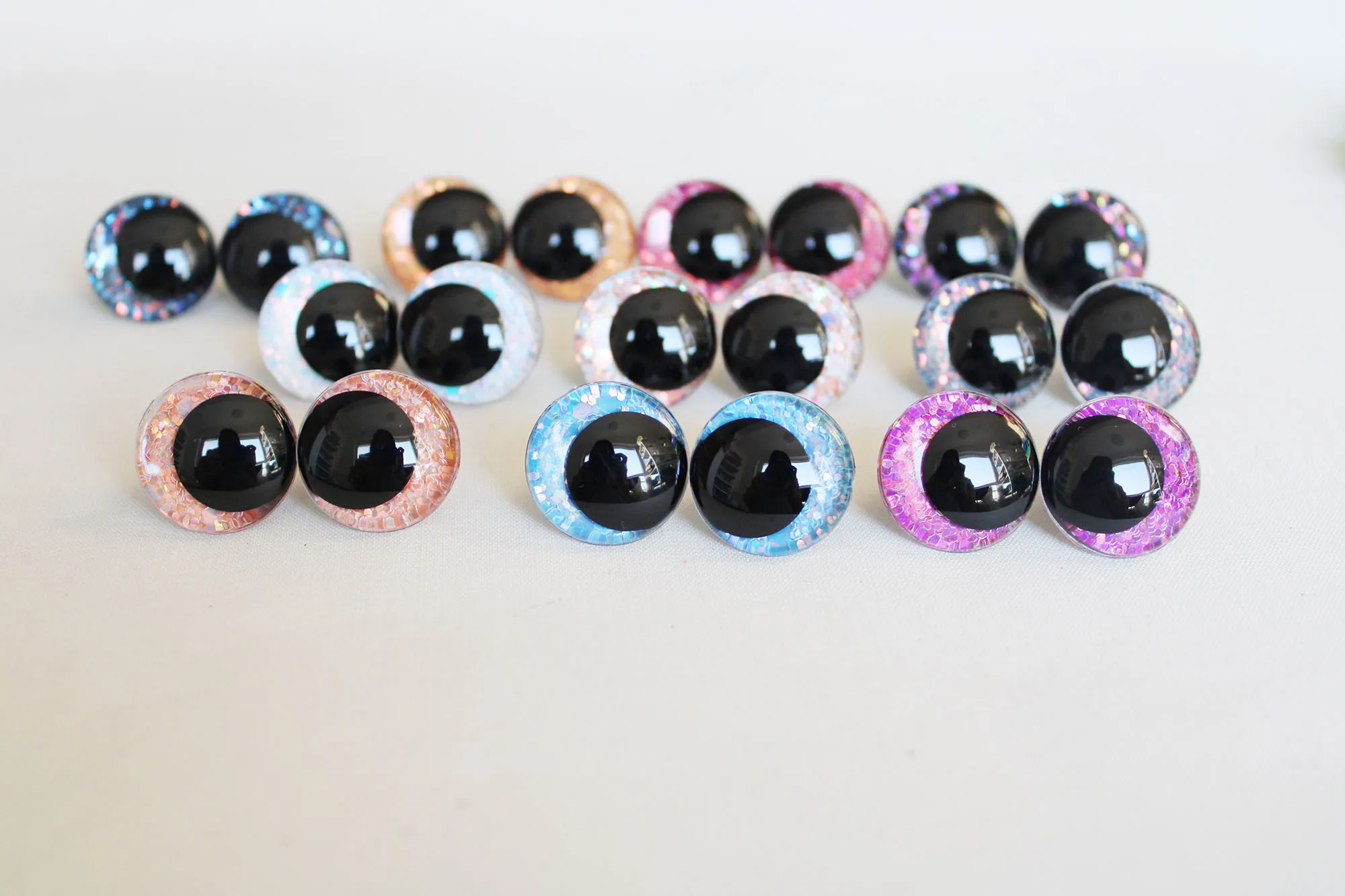 5 Paar Kreaturen-Puppenaugen, gemischte Farben, 12 mm bis 28 mm, rund, komisch glitzernde Spielzeugaugen mit Unterlegscheibe – HC10 – Detail 8