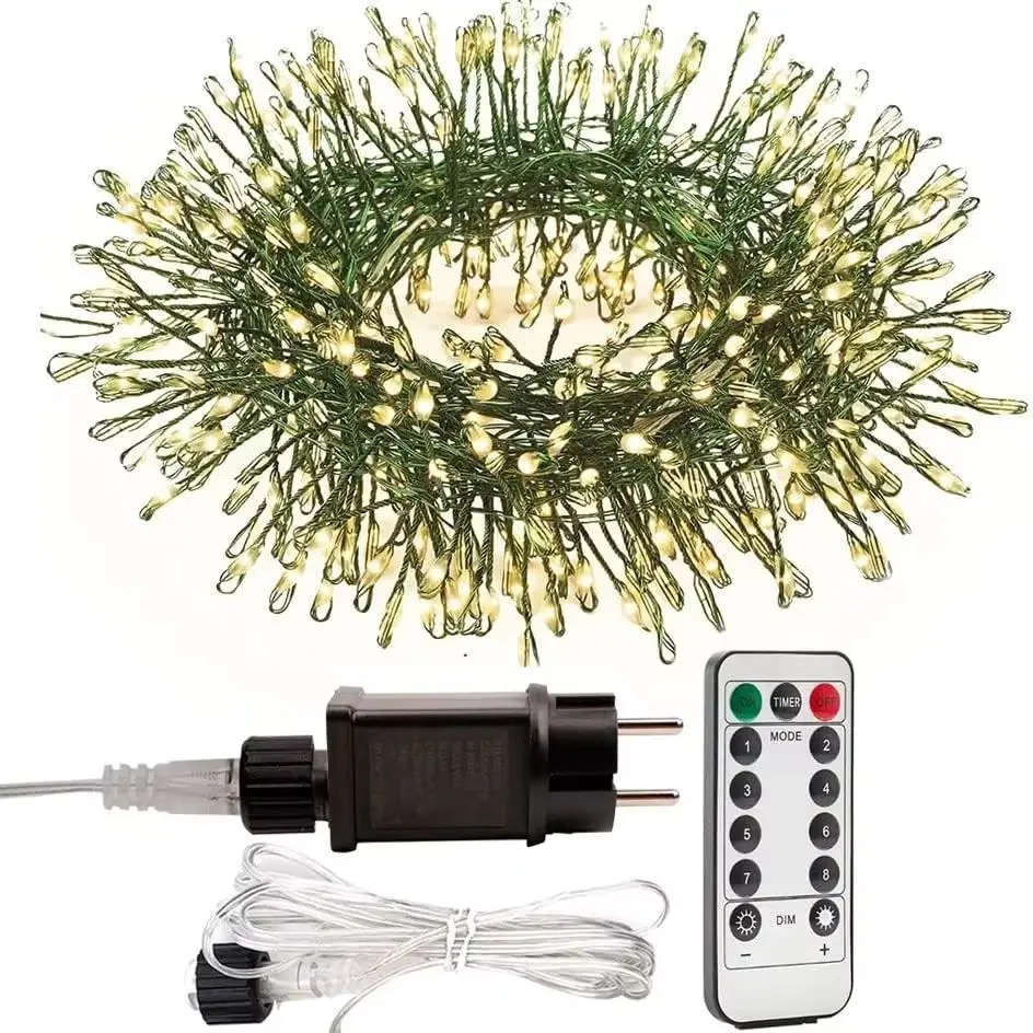1000LEDs 36M Cluster Christmas Fairy String Lights with Remote Green Cable for Party Holiday Garden Outdoor Wedding Decoration