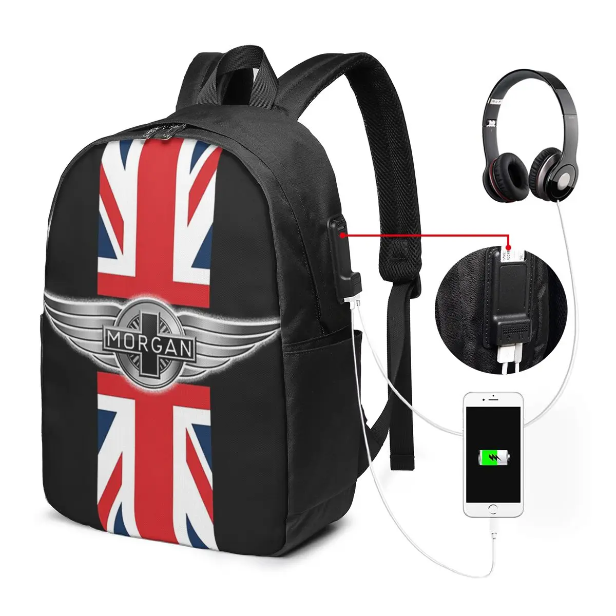 Morgan Motor Car Company Backpack Travel Notebook Bag Computer College Student School Bag Laptop Shoulder Bags for Men Women view 2