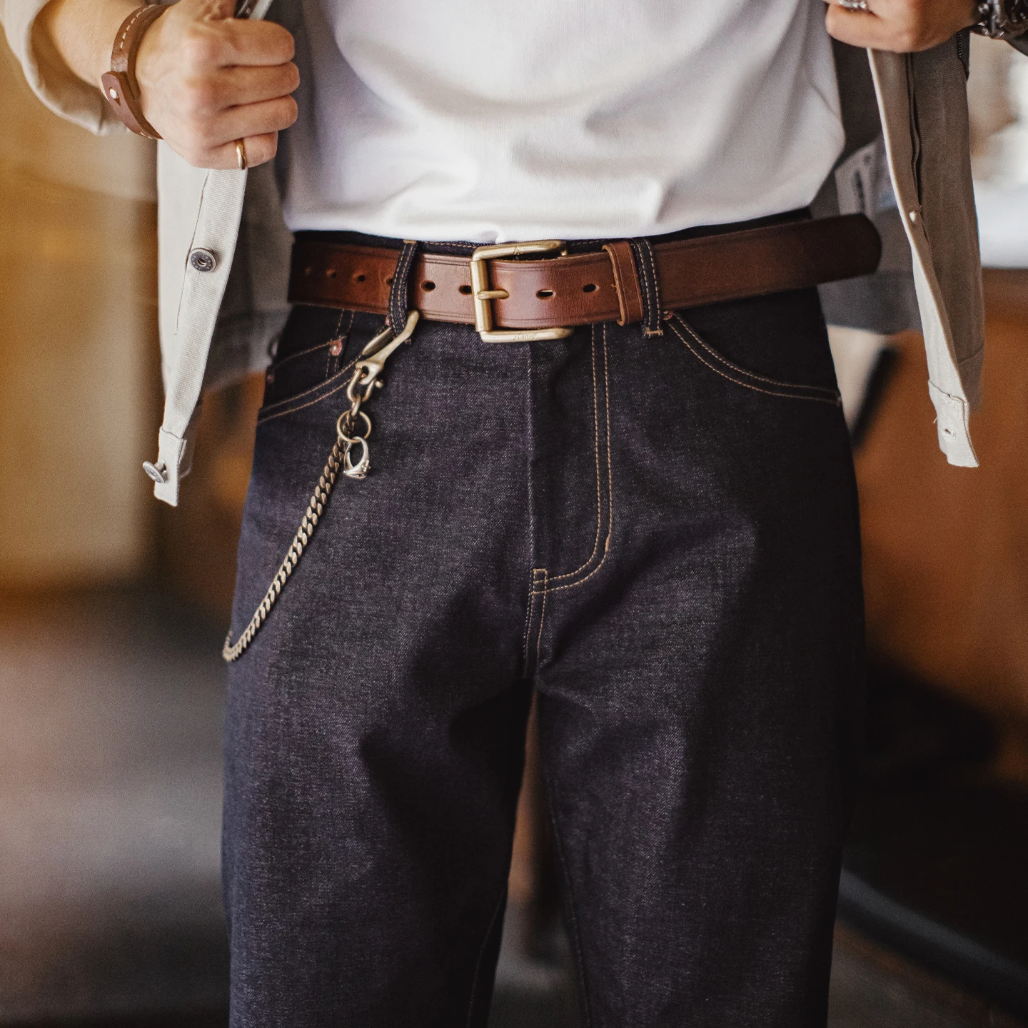 Męskie jeansy Maden Men's Vintage 10.9oz Selvedge Raw Denim Indigo o prostym kroju, zapinane na zamek, codzienne spodnie na jesień i zimę.