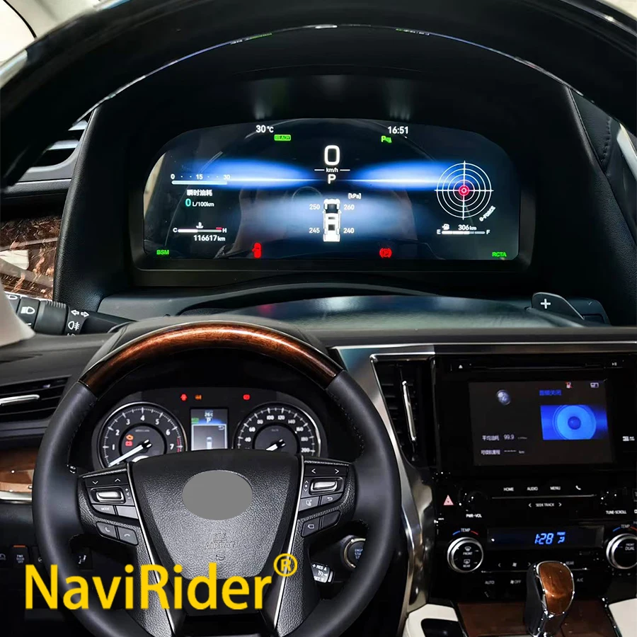 Full LCD Car Instrument Cluster For Toyota Alphard Vellfire 2015-2022 Virtual Cockpit Dashboard Speedometer Digital Meter Clock