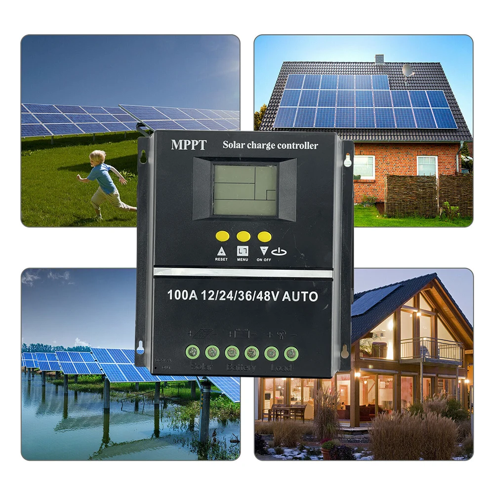 Nieuwe 100A/80A/60A Mppt/Pwm Solar Laadregelaar 12V/24V/36V/48V Auto Controller Solar Pv Batterij Lader Met Lcd & Dual Usb