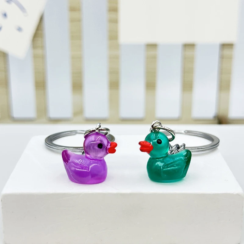 5Pcs Cartoon Luminous Colored Duck Pendant Keychain Backpack Hangings Charms Decoration Gifts image 4