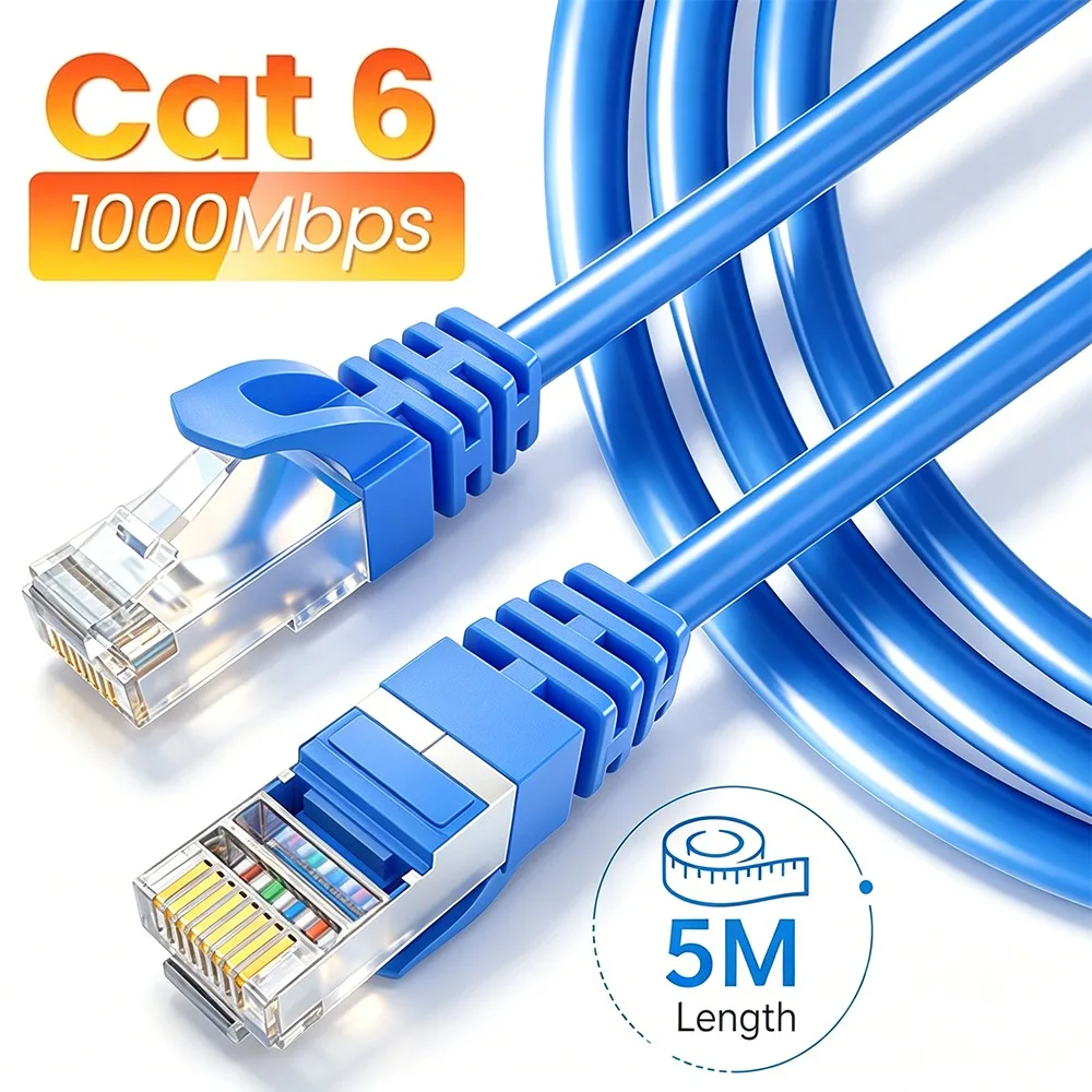 5M Ethernet Cable Cat6 Lan Cable UTP CAT 6 RJ 45 Network Cable Supports Cat6 Network Standar Gigabit High-speed Network Cables