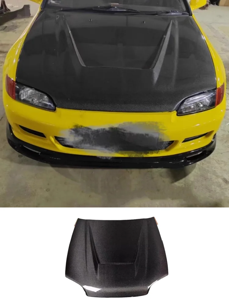 Carbon fiber Engine Cover Front lip for Honda Civic Coupe EG modified Bonnet cover Hood scoop Front shovel Car Accessories