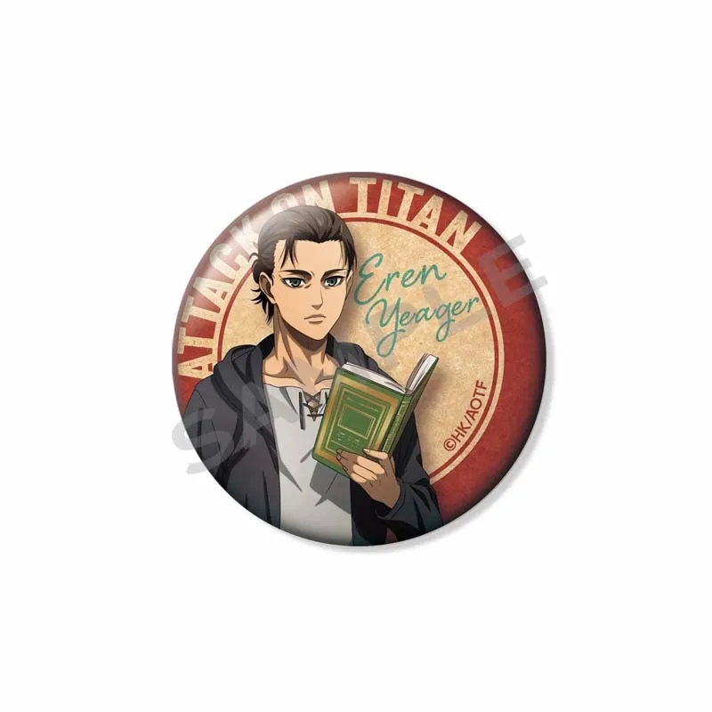 Attack on Titan Lapel Pins Creative Round Brooch Eren Yeager Levi Mikasa Cartoon Badge Pin Hat Clothes Accessories Jewelry Gift