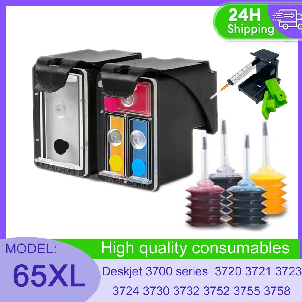 

Vilaxh 65XL Replacement for HP 65 65 XL Ink Cartridge Compatible For HP Deskjet 3700 series 3720 3721 3722 3723 3724 3730 3732