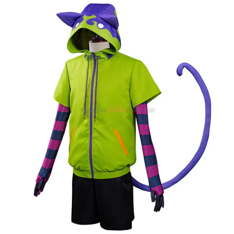 Anime SK8 the Infinity Miya Chinen Hoodie Cosplay Costumes Hooded Zipper Short Jacket Tail Gloves Zentai Suit Uniform OI4368