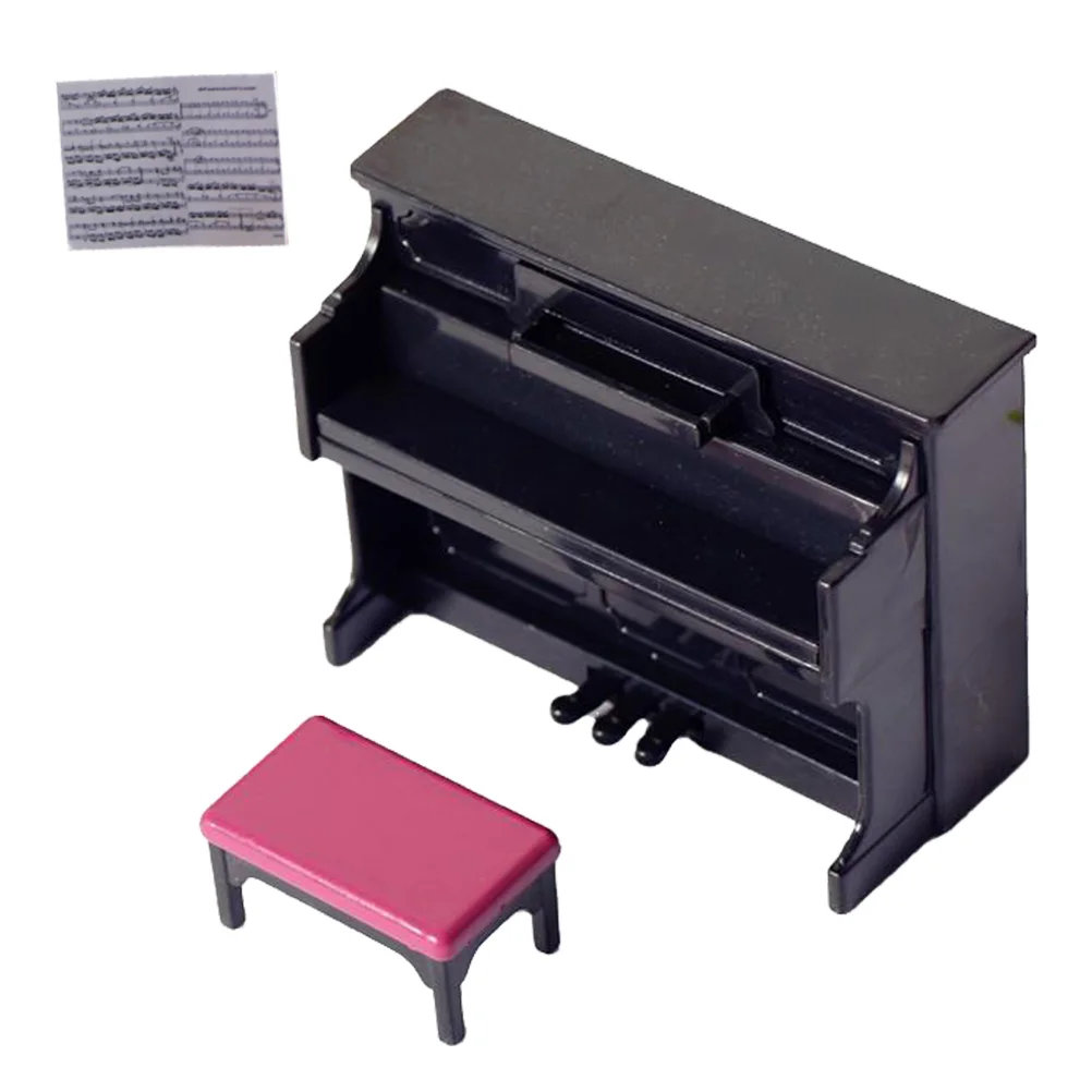 Poppenhuis Piano Mini Speelgoed Micro Model Benodigdheden voor kinderen Accessoire Kruk Miniatuurmeubilair