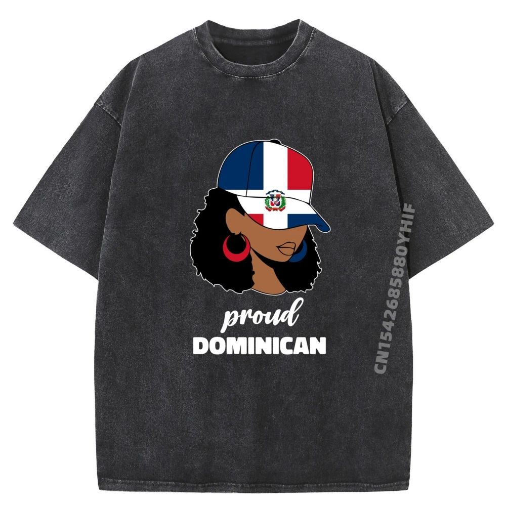 

Male Printed Tees Proud Dominican Republica Dominicana Flag Afro Graphic T Shirt Men Streetwear Washed Shirts For Men