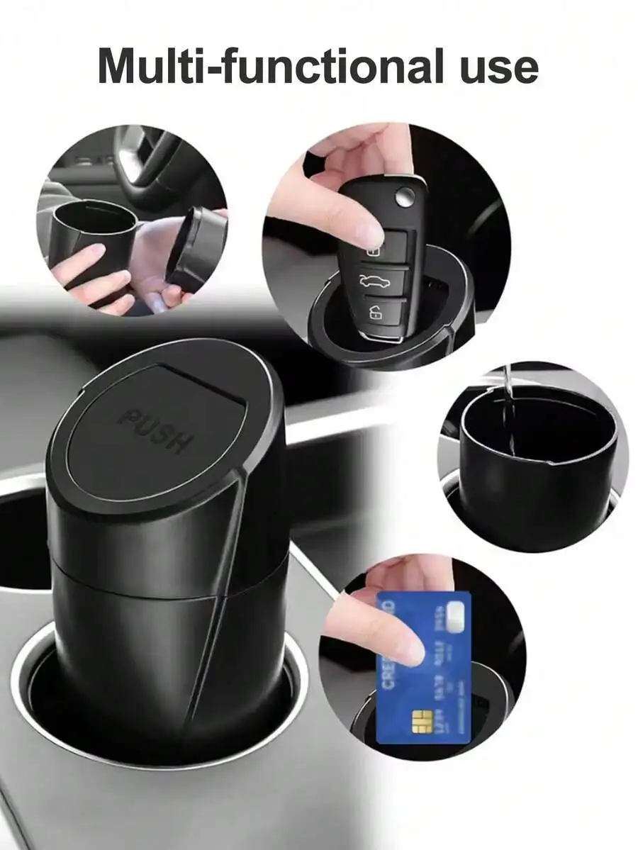 2pcs/1pc Car Trash Can With Lid, Car Trash Can Cup Holder, Portable Leak-Proof Car Garbage Can With Trash Bags, Front/Rear Seat view 6