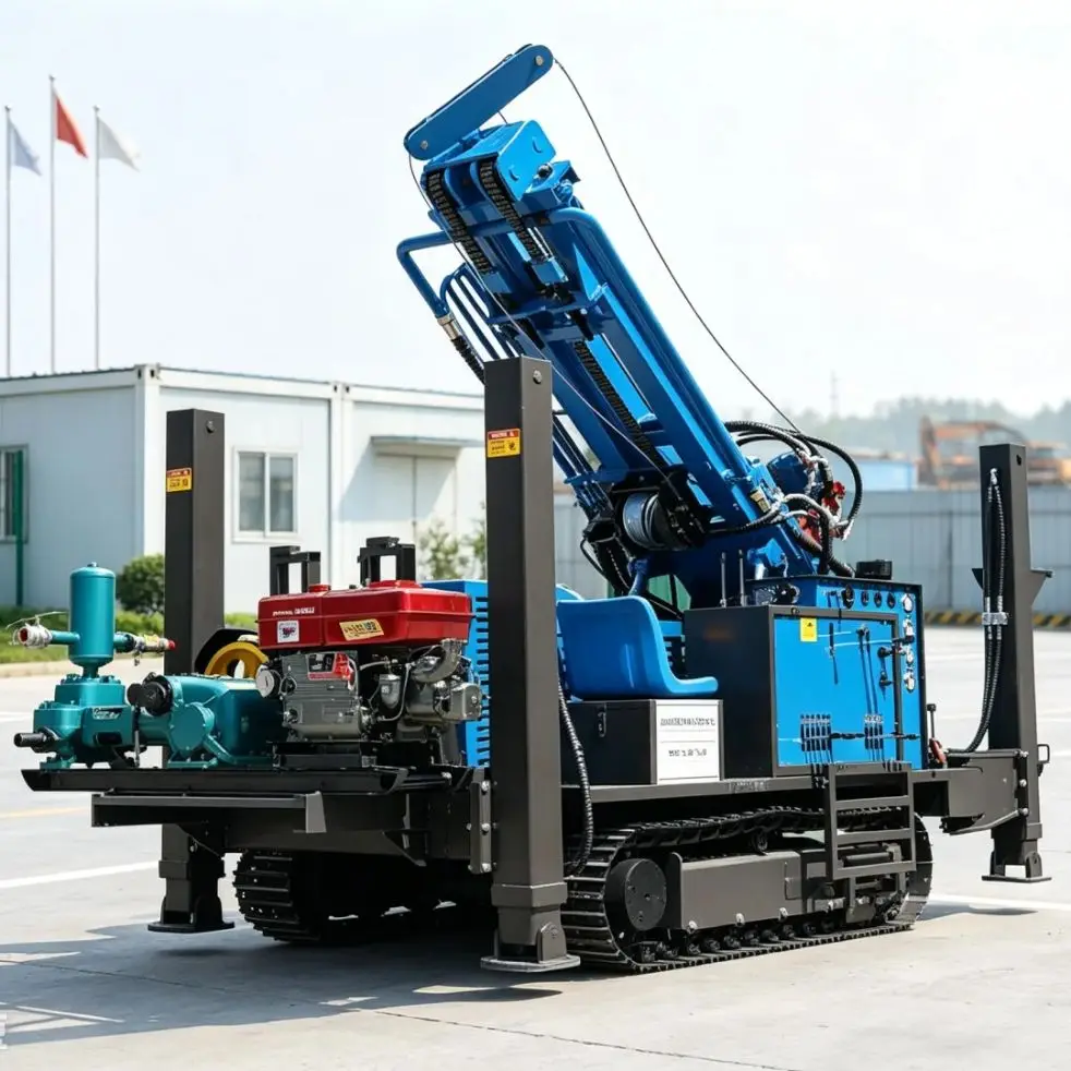 Customized Track‑mounted High‑air‑pressure Water Well Drilling Rig, Field & Mountain Area Water Well Drilling Equipment