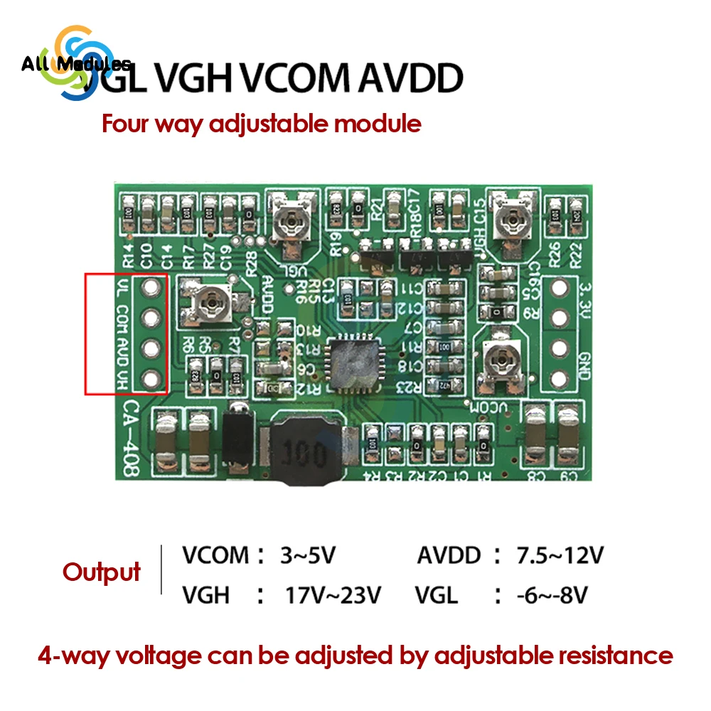 CA-408 CA-508 3.3V/5V 12V High Quality Board Module Boost Four-way Adjustable Boost LCD Screen TCON Adjustable Boost Module