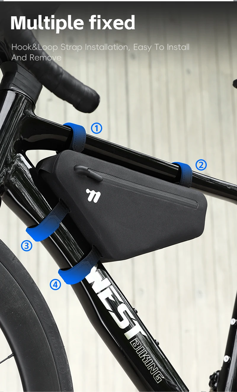 WEST BIKING Fahrrad-Dreieckstasche, vollständig wasserdicht, Fahrradrahmentasche, große Aufbewahrungstasche vorne für MTB, Rennrad, Gravel-Cycling – Detail 4