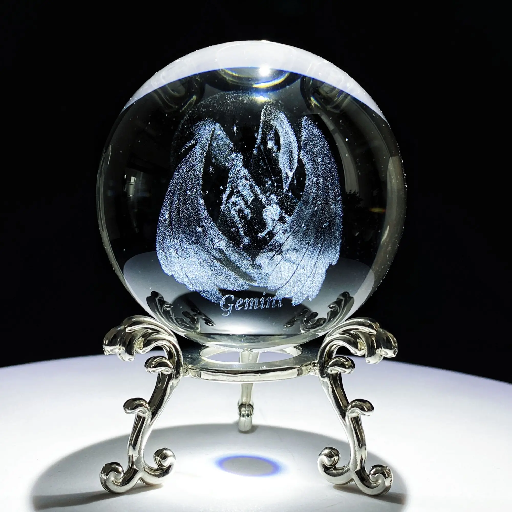 6cm 3D Crystal Ball 'Constellation Ball' with Stand Laser Engraved Glass Sphere Figurine Home Decoration Ornaments Decor Crafts