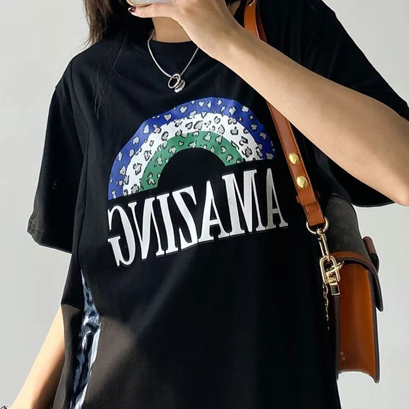 Robe t-shirt à manches courtes et col rond pour femmes, robes décontractées Y2K, patchwork léopard, impression Asells, mode estivale, nouveau