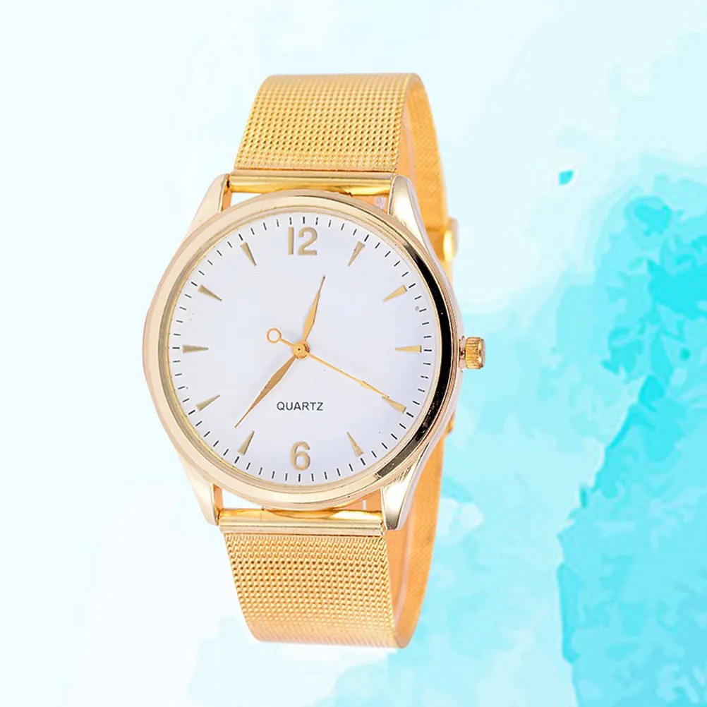 Golden Mesh Belt Women Quartz Watch Ultra-Thin Strap Fashion Bracelet Wristwatch Elegant for Gift Quartz Watch with Mesh Belt