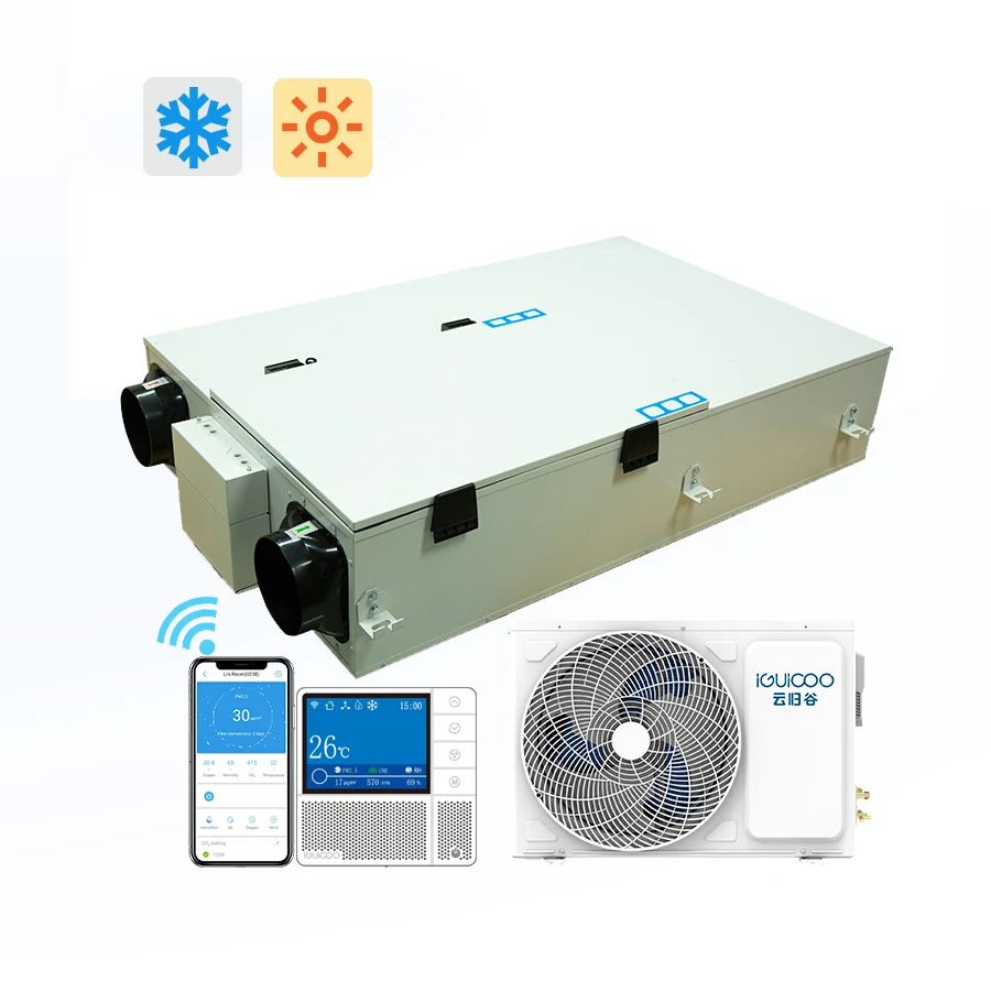 Ceiling Mounted Preheating And Precooling Heat Recovery Ventilation System With Optional IFD Purification 250/350/500 CMH
