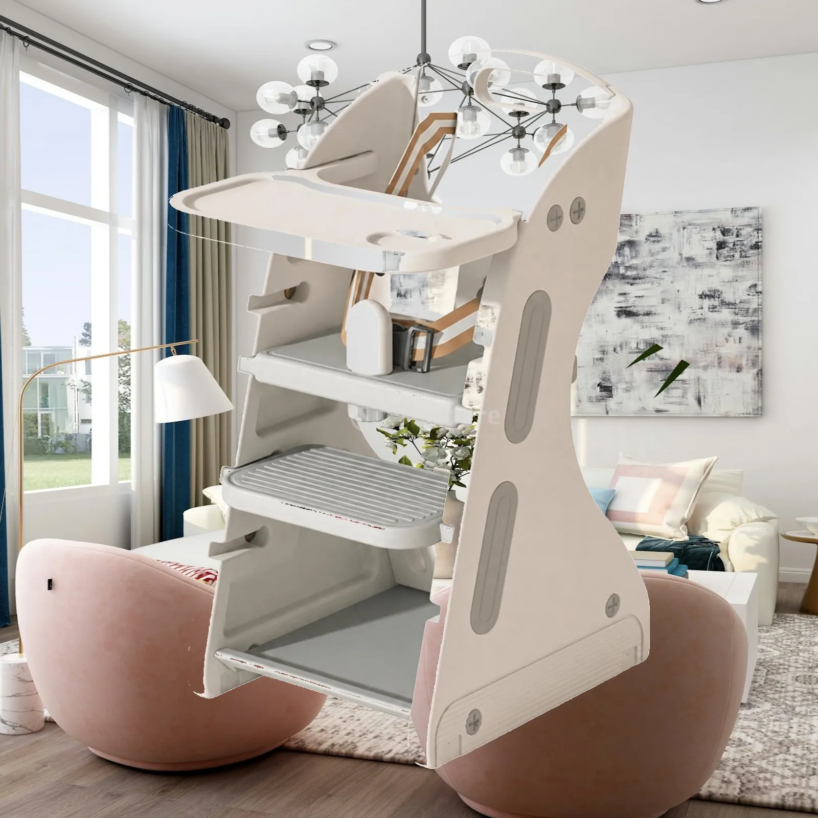 Chaise de salle à manger pour enfants en PEHD avec plateau avant pour manger, jouer et activités de développement précoce